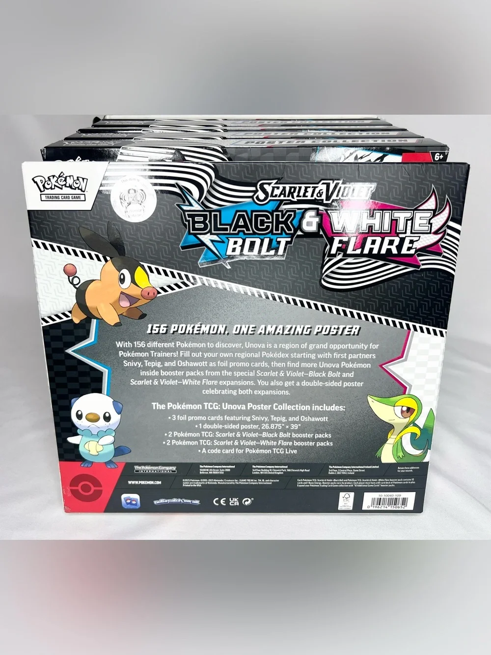 Pokemon TCG Black Bolt/White Flare Poster Collection Sealed Lot of 6 w/ Display